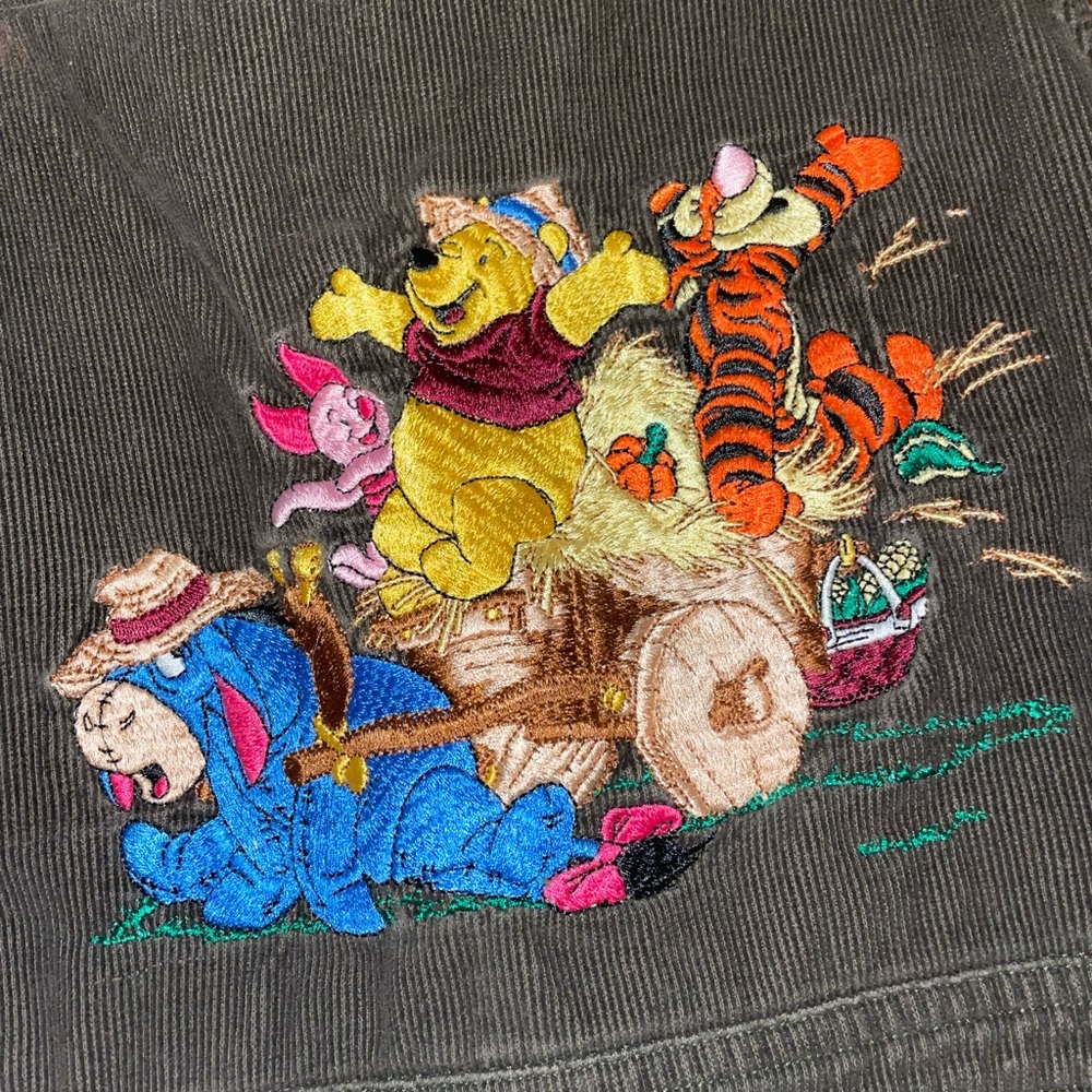 Mama corduroy embroidered Disney Store Pooh Harvest overall dress vintage  y2k